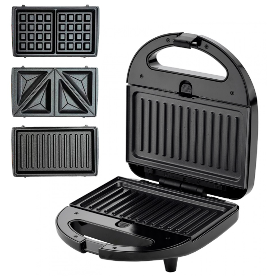 SANDWICHERA, GRILL Y WAFLERA NAPPO 3 EN 1 NEG-195