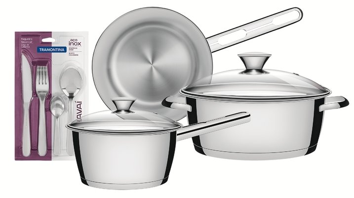 JUEGO DE OLLAS TRAMONTINA ALLEGRA ACERO INOX. 19PIEZAS